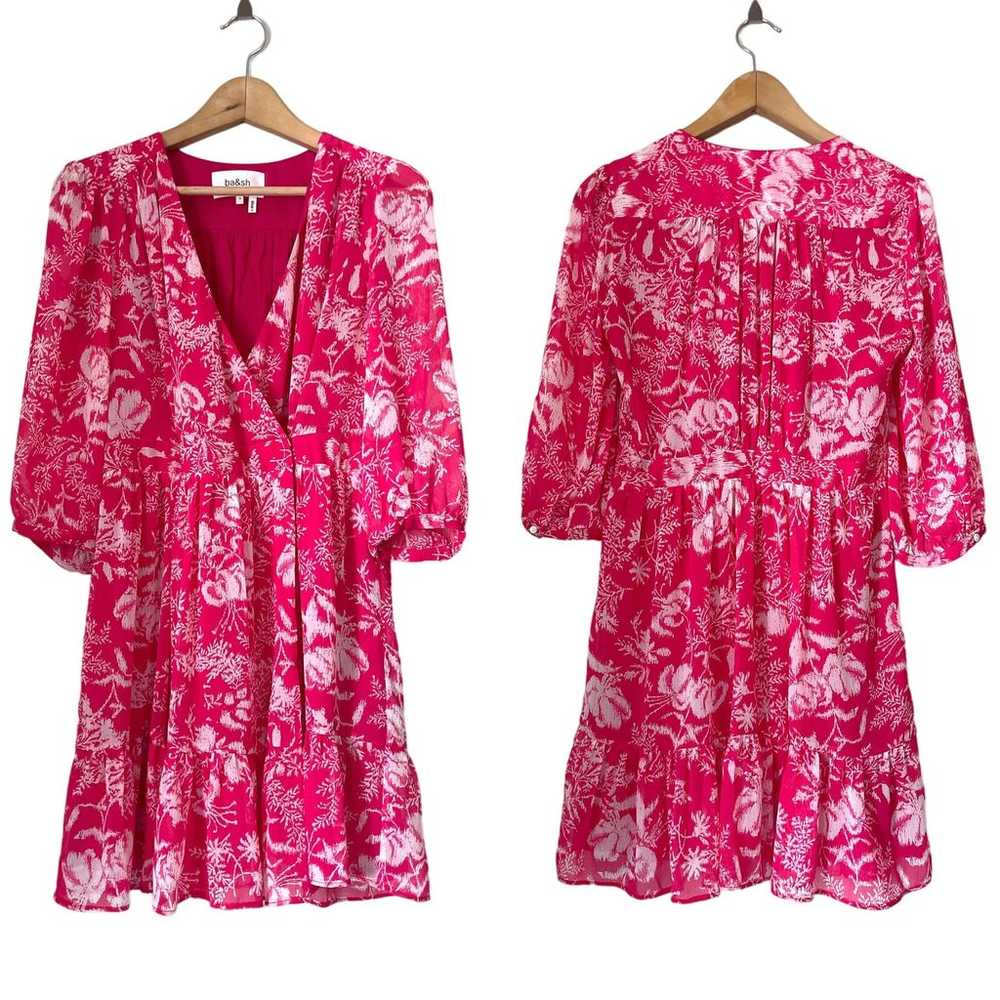 BA&SH NWOT Ulia Floral Wrap Mini Dress in Rose Si… - image 4