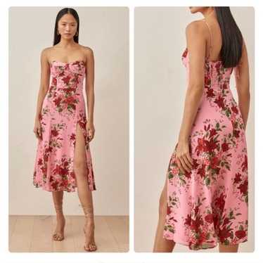 REFORMATION Juliette Dress Pink Floral Flower Val… - image 1