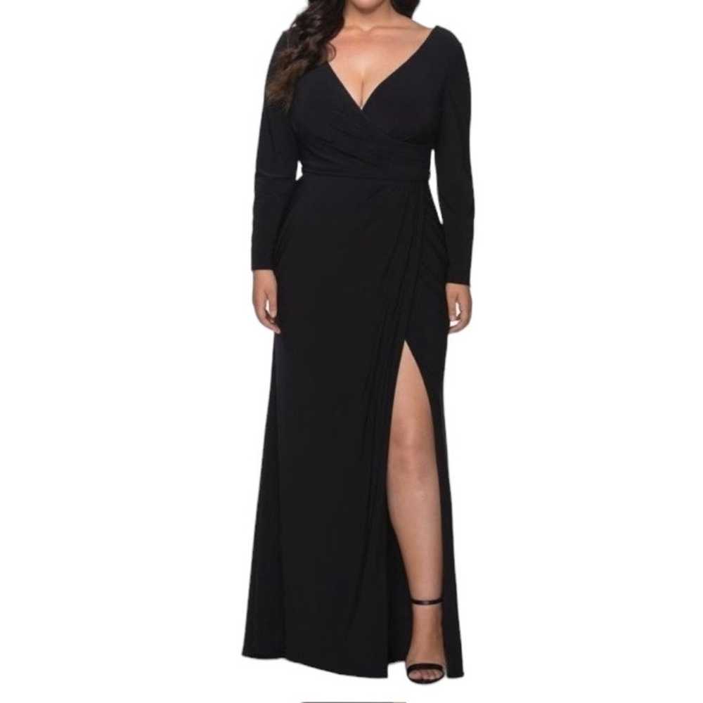 La Femme Dress 29044 black faux wrap black plus s… - image 7