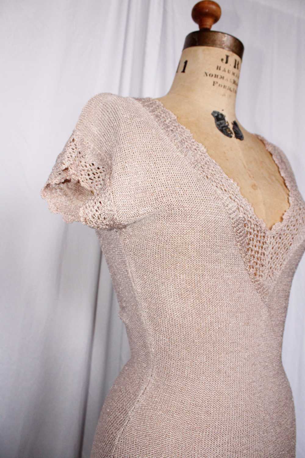 1930s Silver Lavender Knit Gown - Small - image 10