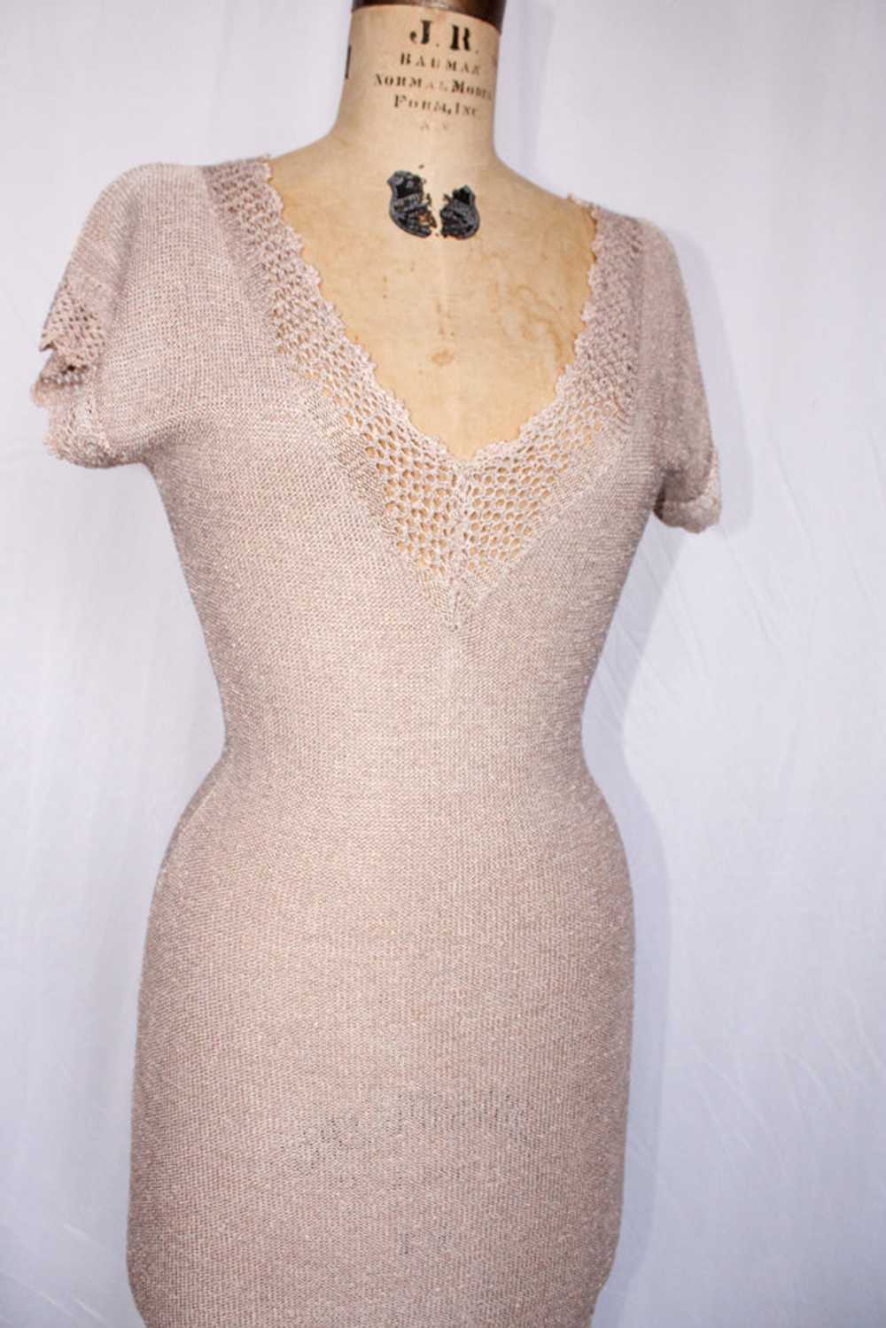 1930s Silver Lavender Knit Gown - Small - image 11