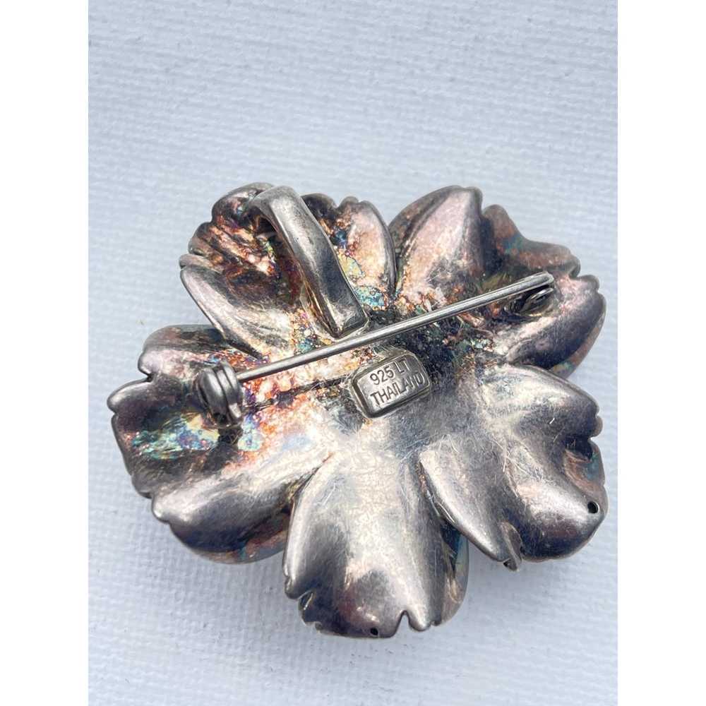 Vintage Sterling Silver Pendant Brooch Pin Flower… - image 6