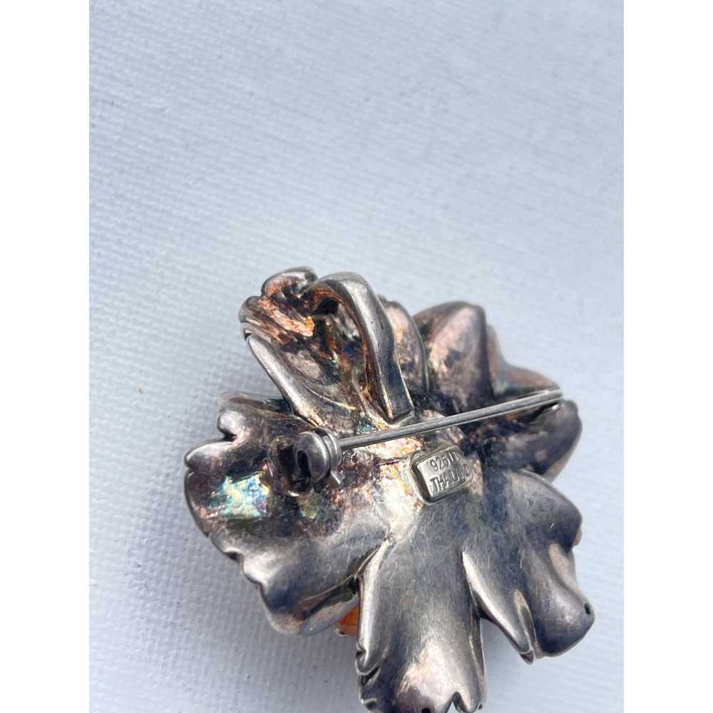 Vintage Sterling Silver Pendant Brooch Pin Flower… - image 7