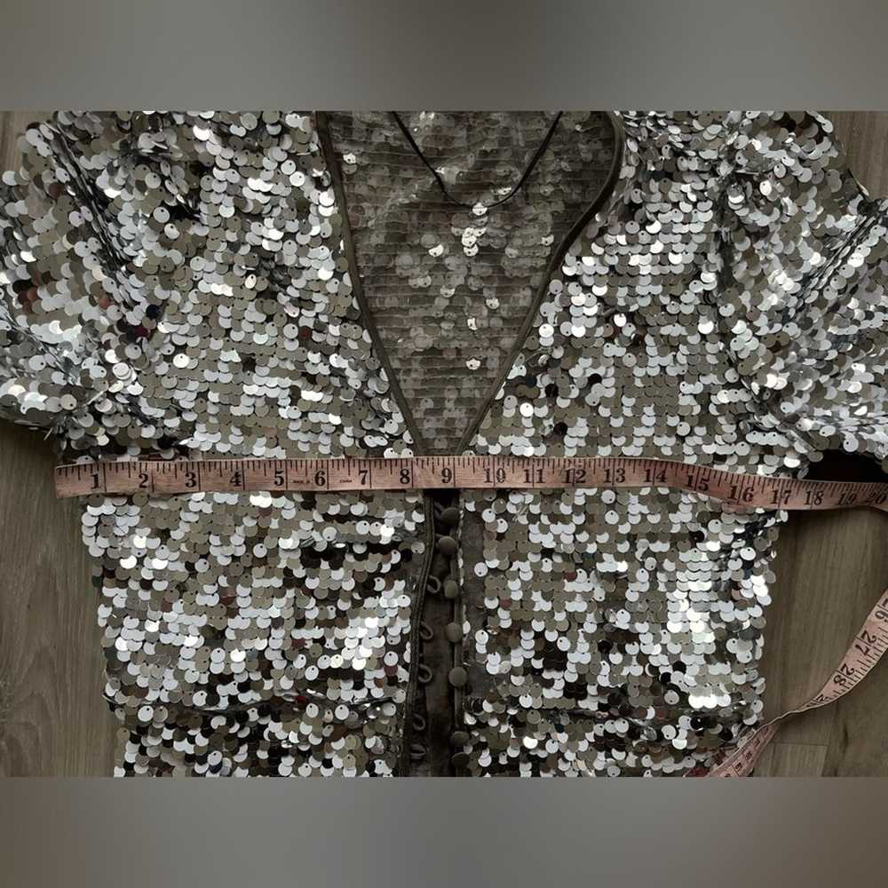 Zara Medium Bloggers Fav Silver Sequin Party Kimo… - image 7