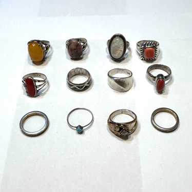 Lot of 12 Sterling Silver Rings