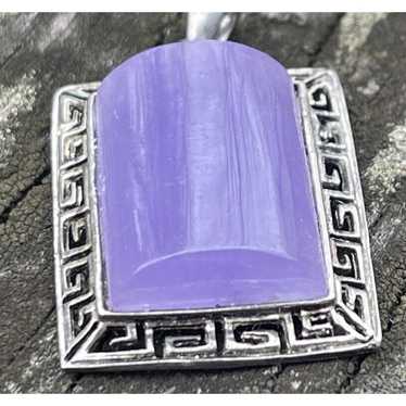 GSJ Lavender Jade Sterling Silver 925 Pendant Pur… - image 1