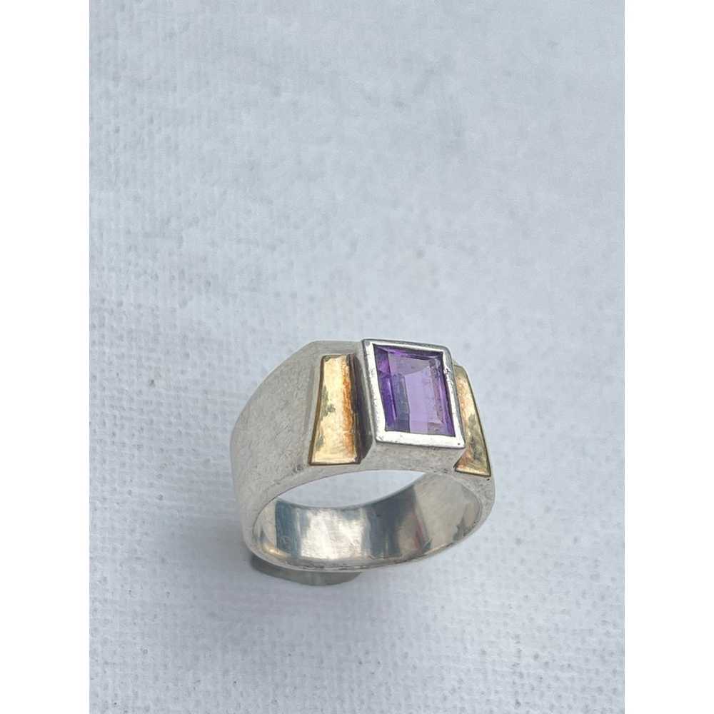 Vintage Art Deco Sterling Silver Amethyst Ring - … - image 3