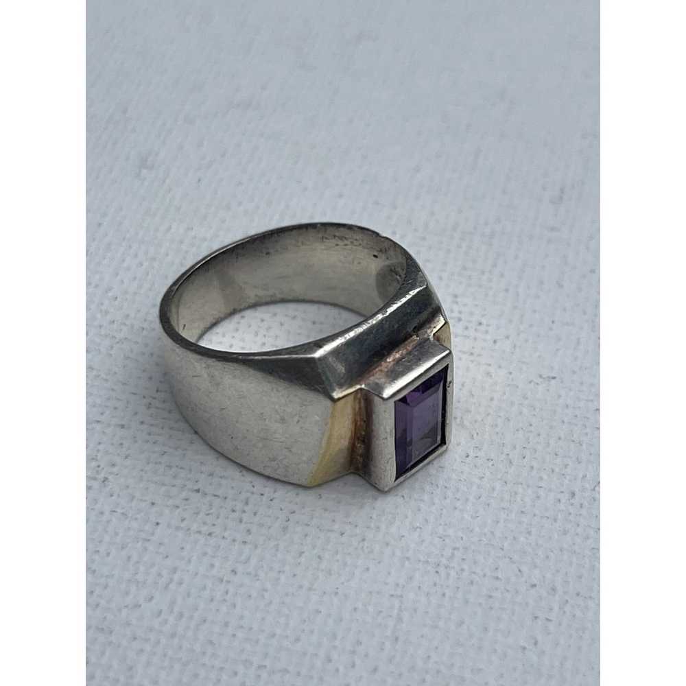 Vintage Art Deco Sterling Silver Amethyst Ring - … - image 4