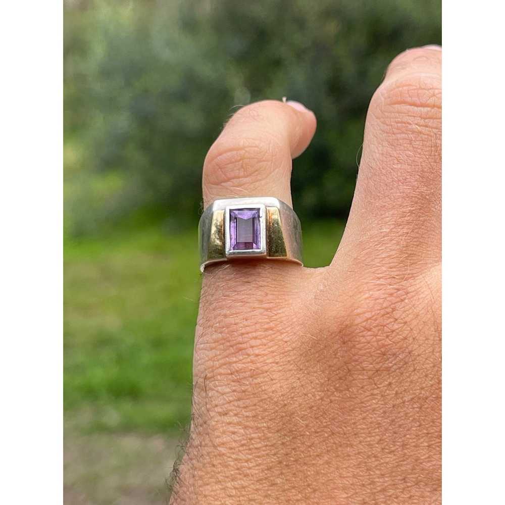 Vintage Art Deco Sterling Silver Amethyst Ring - … - image 5