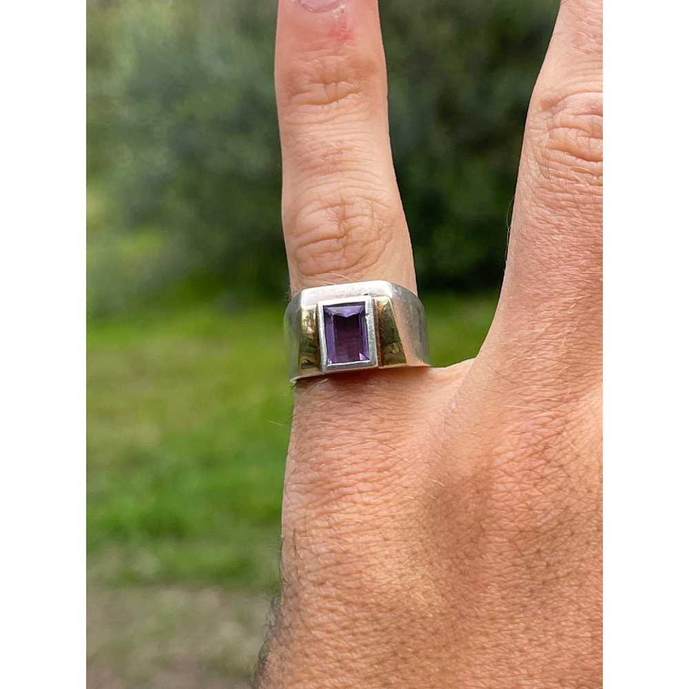 Vintage Art Deco Sterling Silver Amethyst Ring - … - image 6