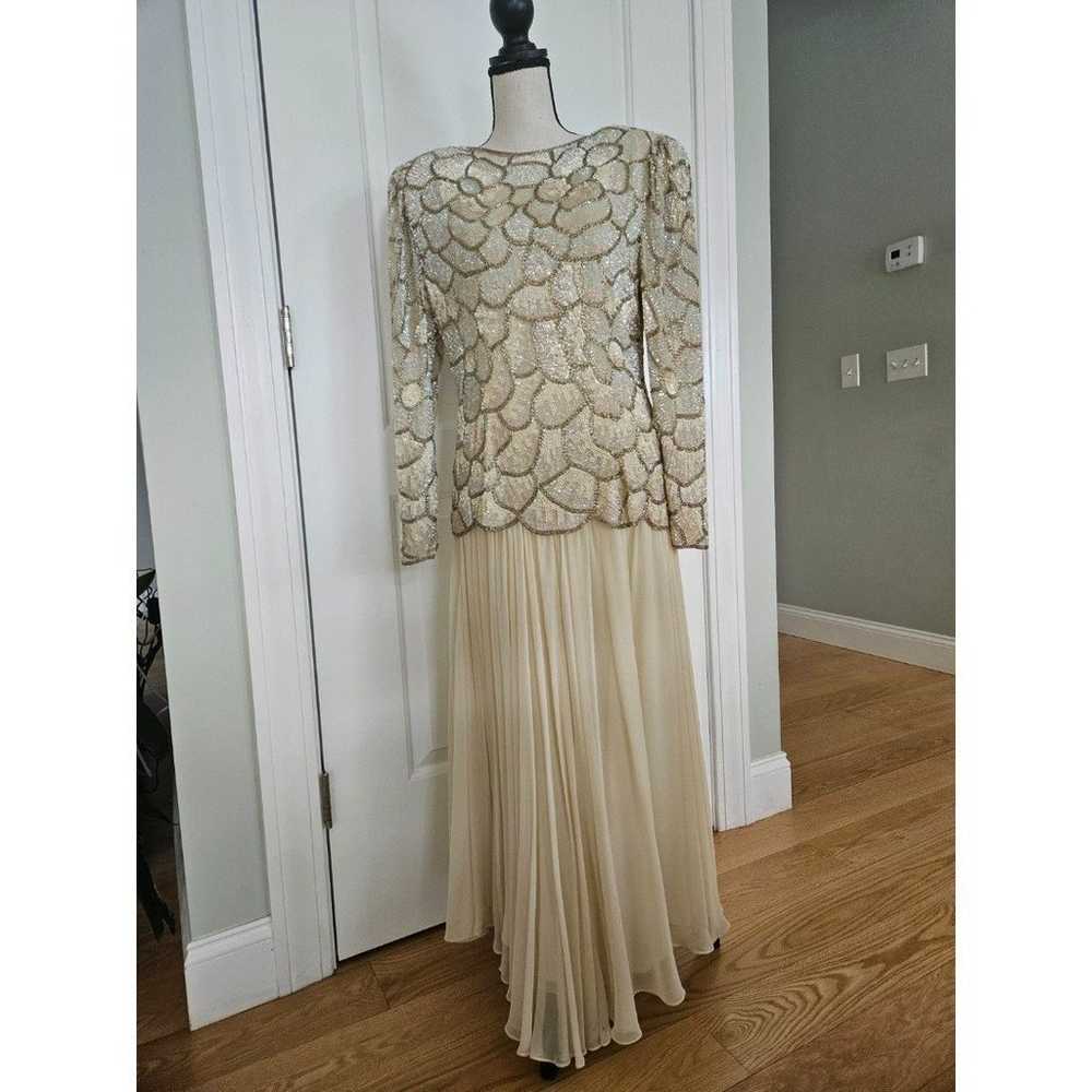 Vintage 90's Oleg Cassini Formal Sequin & Beaded … - image 2