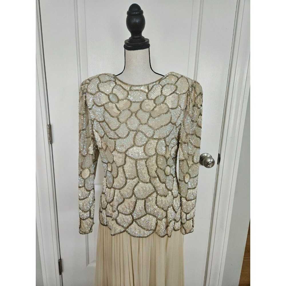 Vintage 90's Oleg Cassini Formal Sequin & Beaded … - image 3