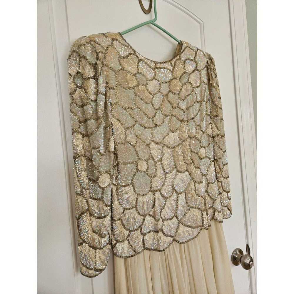 Vintage 90's Oleg Cassini Formal Sequin & Beaded … - image 4