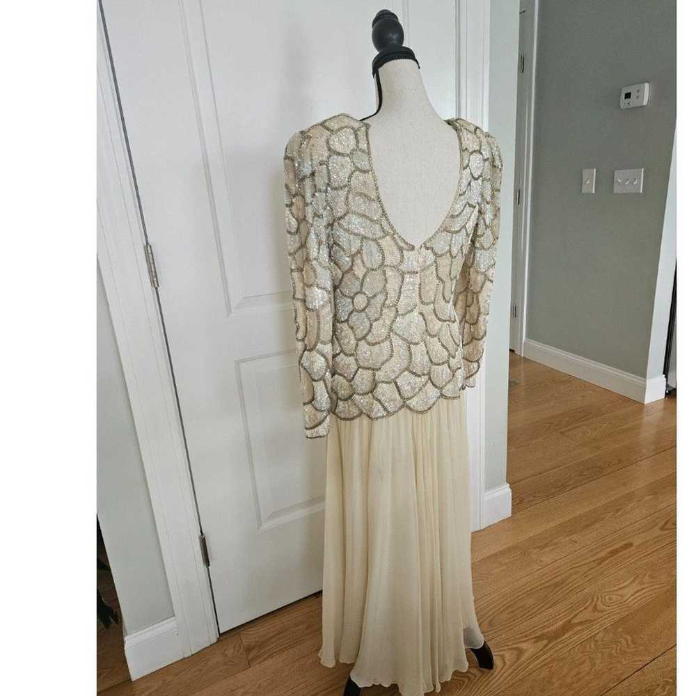 Vintage 90's Oleg Cassini Formal Sequin & Beaded … - image 5