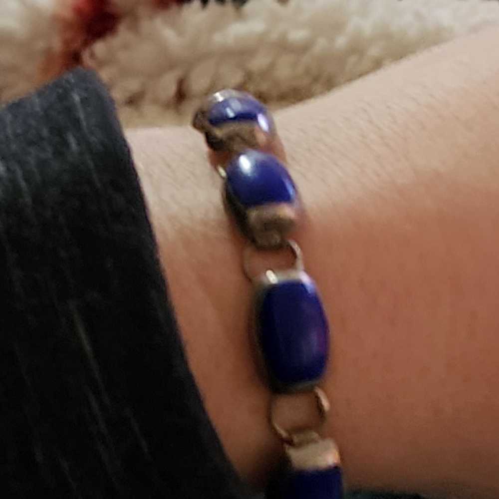 .925 silver vintage lapis bracelet - image 11