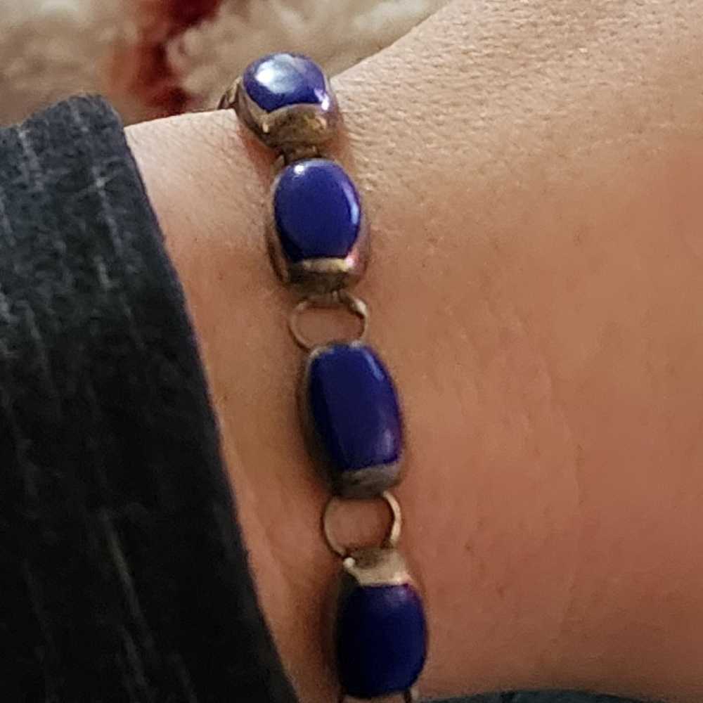 .925 silver vintage lapis bracelet - image 8