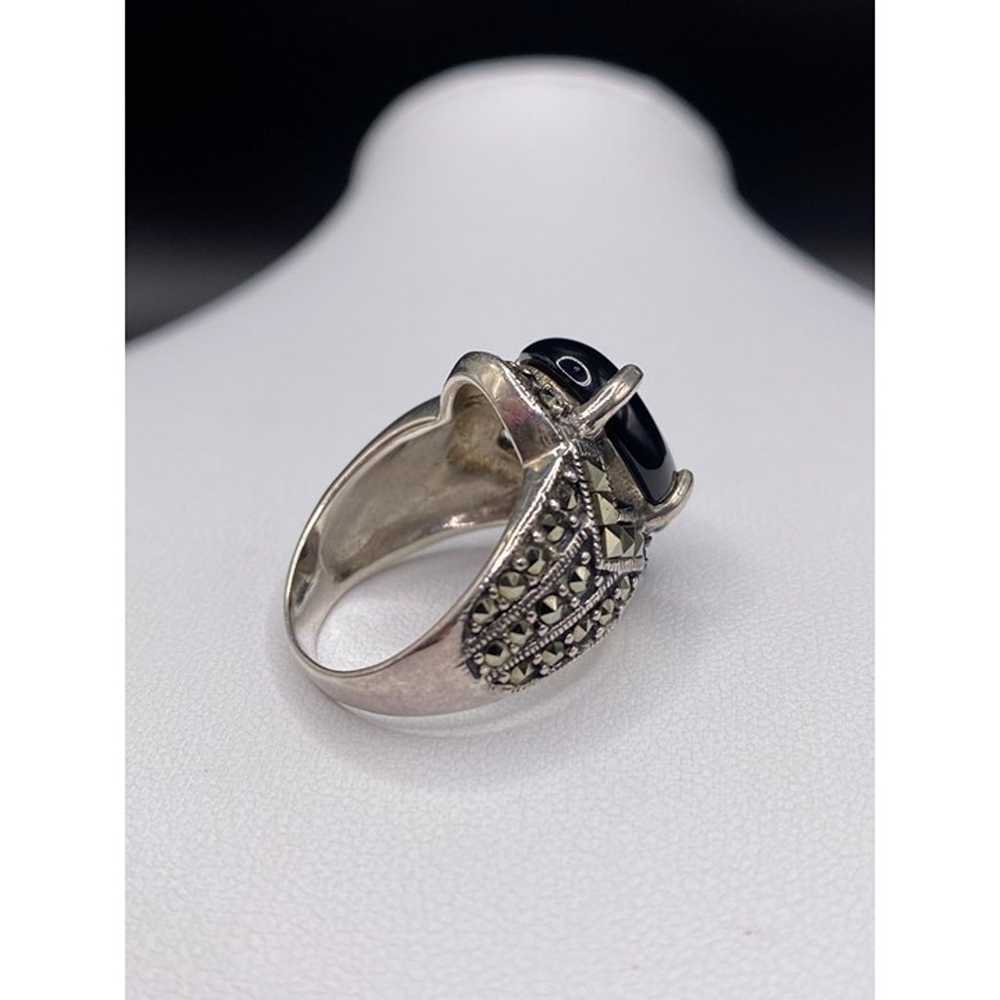 Beautiful vintage onyx marcasite ring - image 5