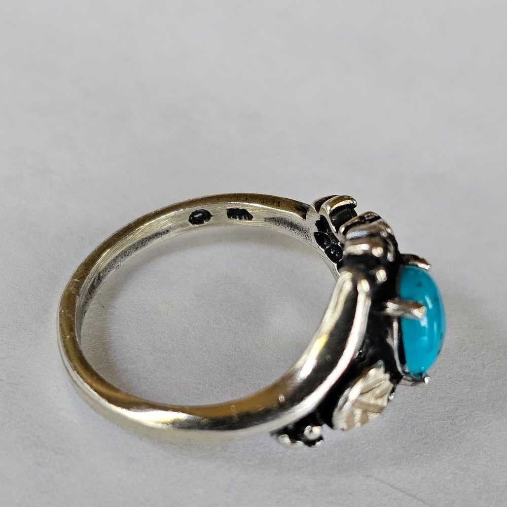 Vintage Black Hills Gold Turquoise Ring 12k/925 S… - image 4