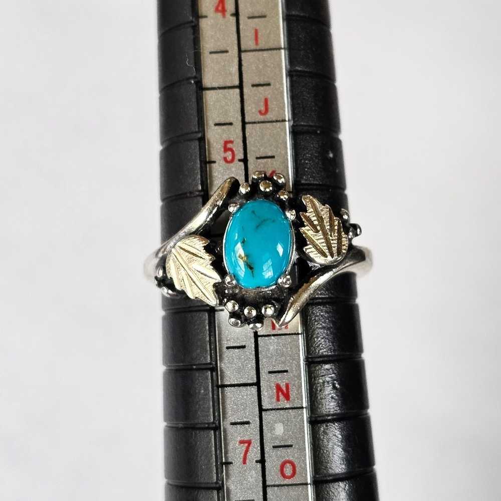 Vintage Black Hills Gold Turquoise Ring 12k/925 S… - image 5