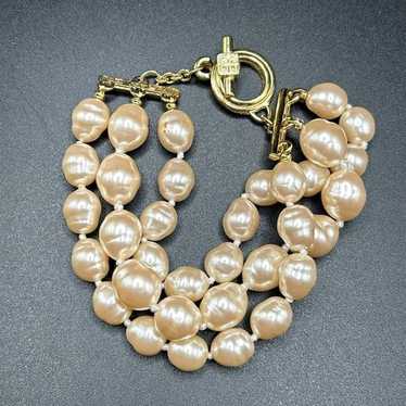 VTG RARE 1980s Signed Givenchy 3 Strand Faux Pearl