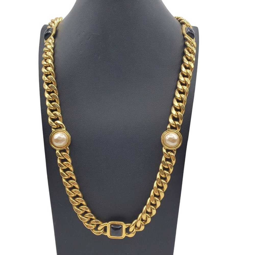 Carolee Gold Tone Curb Chain Necklace 1980s Faux … - image 11