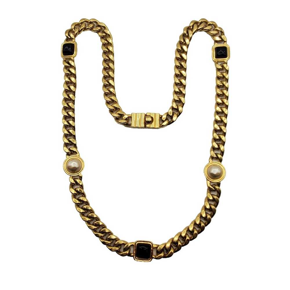 Carolee Gold Tone Curb Chain Necklace 1980s Faux … - image 5