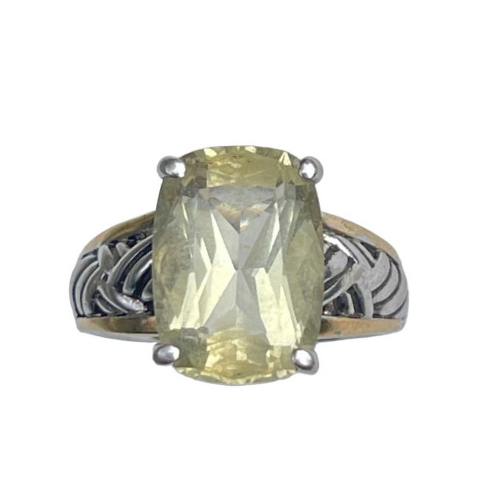 Vintage Prasiolite 14k Gold and Sterling Silver R… - image 1