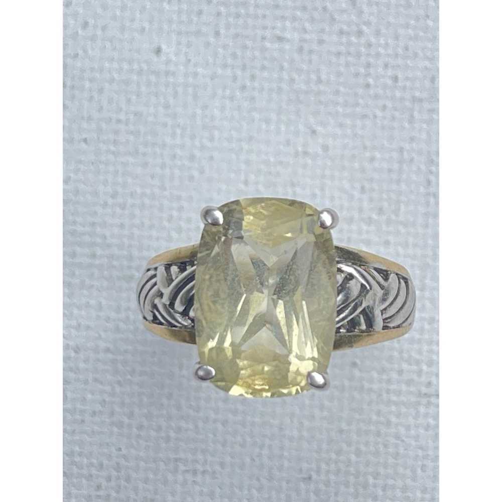 Vintage Prasiolite 14k Gold and Sterling Silver R… - image 2