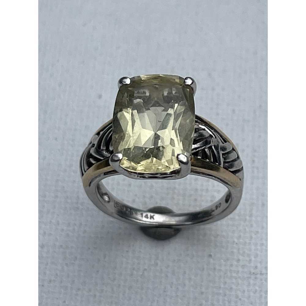 Vintage Prasiolite 14k Gold and Sterling Silver R… - image 3