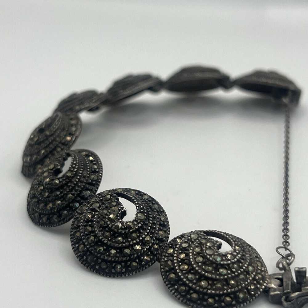 Vintage Jewelry Sterling Silver Marcasite Bracele… - image 5