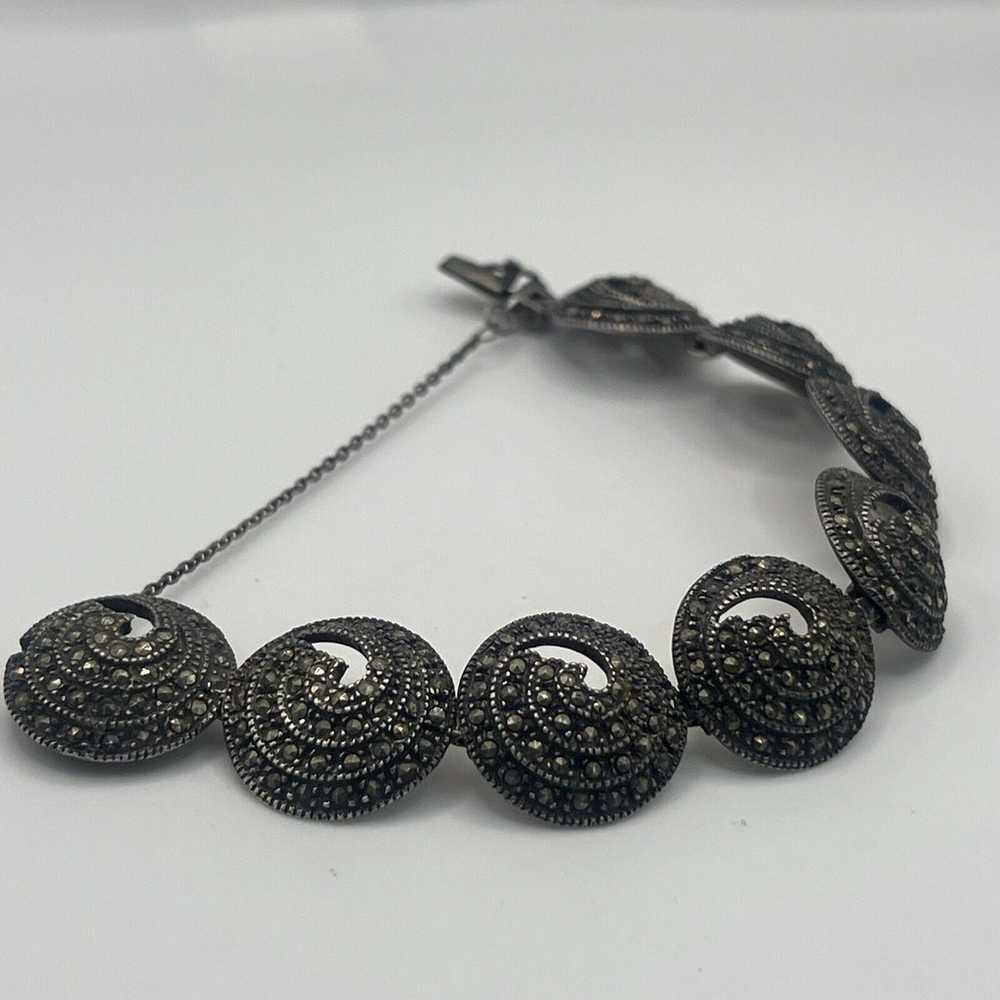 Vintage Jewelry Sterling Silver Marcasite Bracele… - image 7