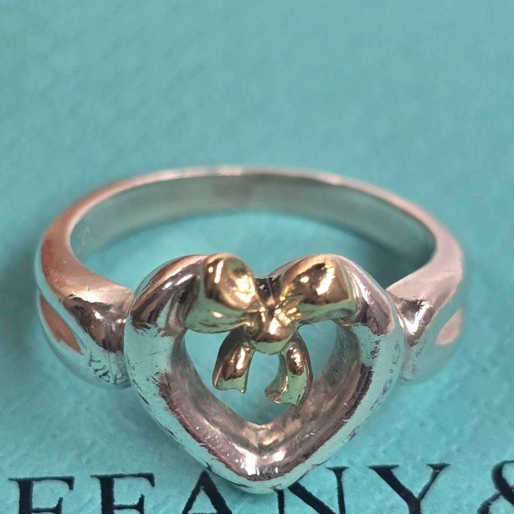 Tiffany Heart Ribbon Silver 925 K18 Yellow Gold a… - image 12