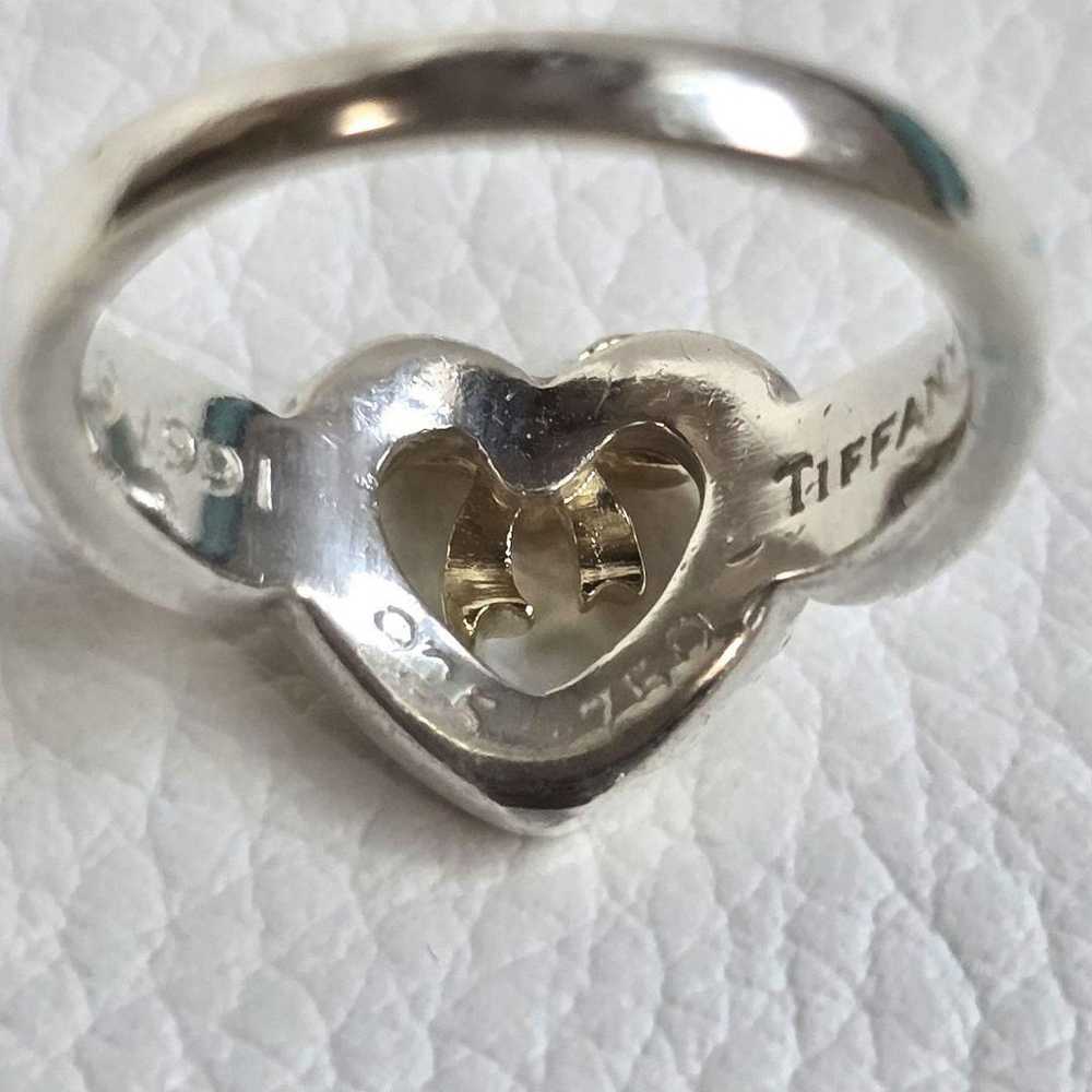 Tiffany Heart Ribbon Silver 925 K18 Yellow Gold a… - image 7