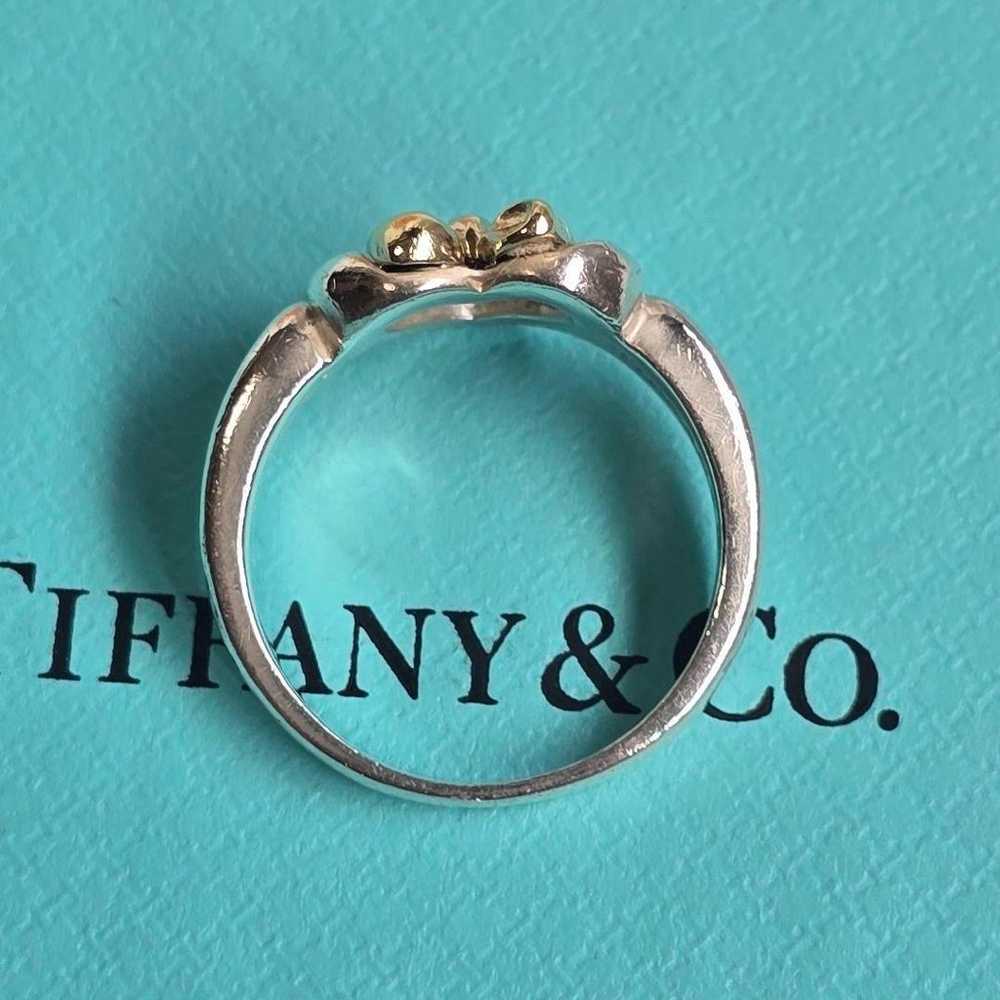 Tiffany Heart Ribbon Silver 925 K18 Yellow Gold a… - image 8