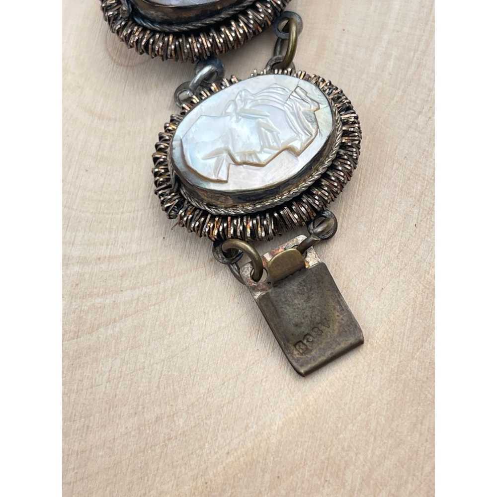 Vintage 800 Silver Cameo Bracelet signed GM - image 6