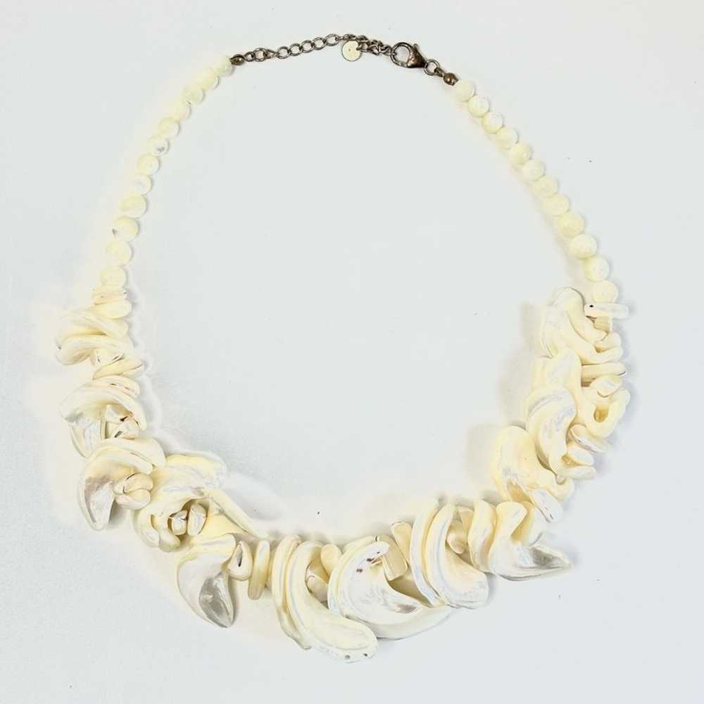 Vintage Mother Of Pearl Hand Beaded Necklace & Br… - image 2