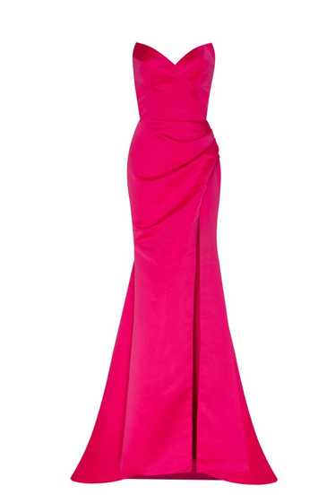 Milla Fuchsia Strapless evening gown with thigh sl