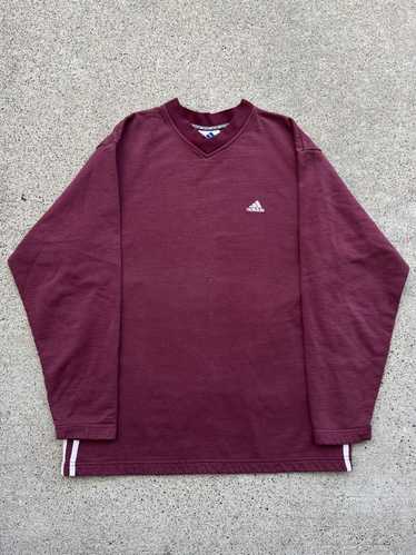 Adidas 1990s Vintage Adidas Burgundy Embroidered S