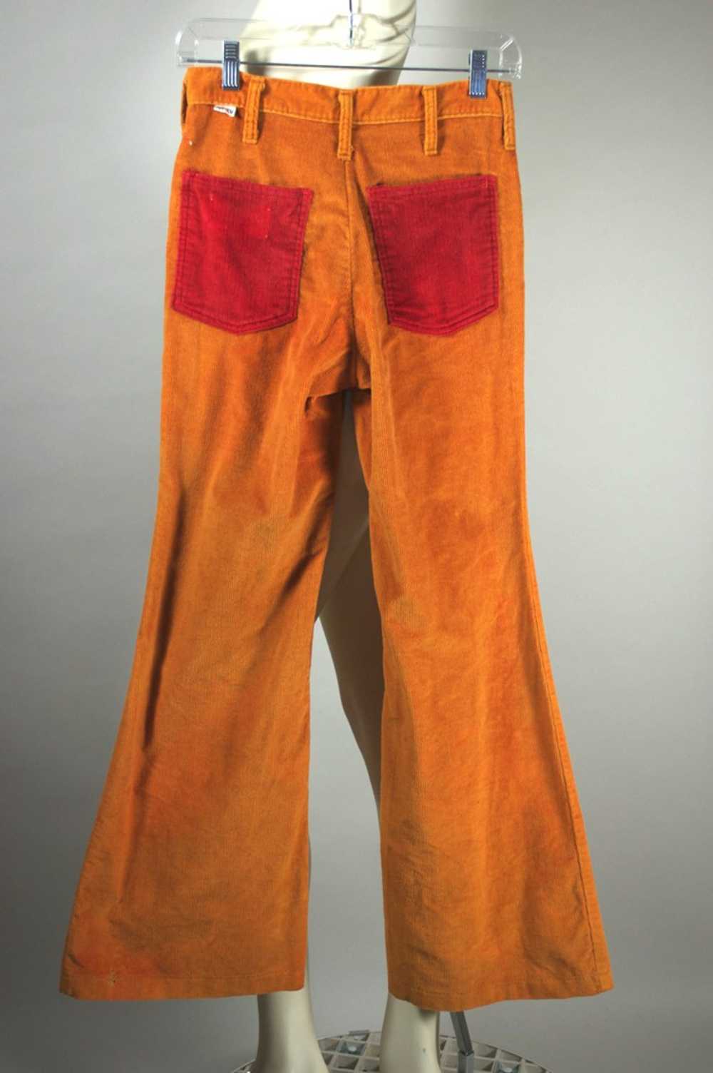 Curry orange corduroy late 1960s bellbottom pant … - image 2