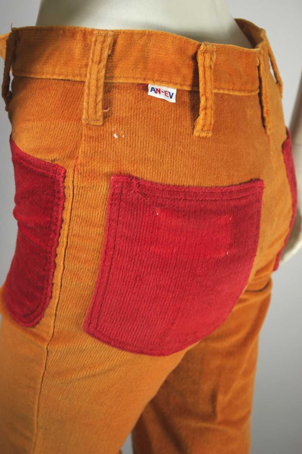 Curry orange corduroy late 1960s bellbottom pant … - image 6