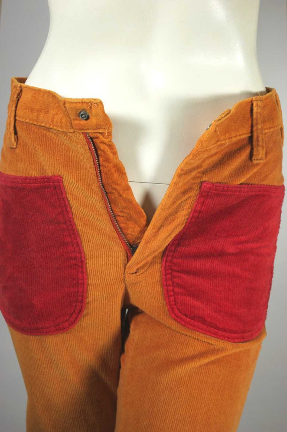 Curry orange corduroy late 1960s bellbottom pant … - image 8