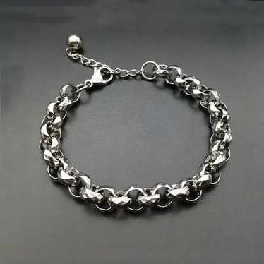 Jewelry × Silver × Streetwear Striped Circle Brac… - image 1