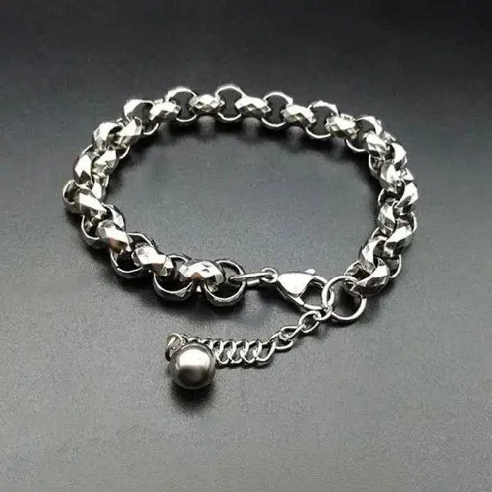 Jewelry × Silver × Streetwear Striped Circle Brac… - image 2