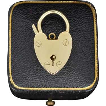 Vintage 9ct Gold Opening Heart Padlock Charm Pend… - image 1