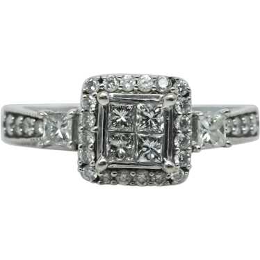 1cttw Diamond Invisible Set Princess Cut Halo Whi… - image 1