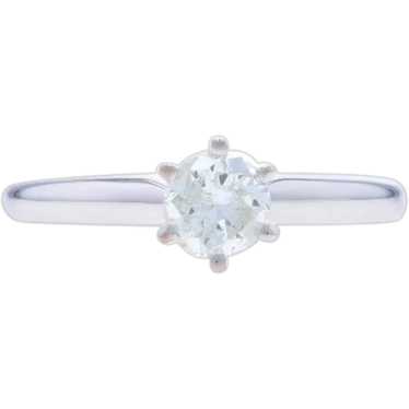 White Gold Diamond Solitaire Engagement Ring - 14k