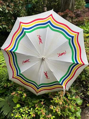 イヴサンローラン　ヴィンテージ木製パラソル　晴雨兼用アンブレラ f0c520a94f8013eb3c0582b6c33964