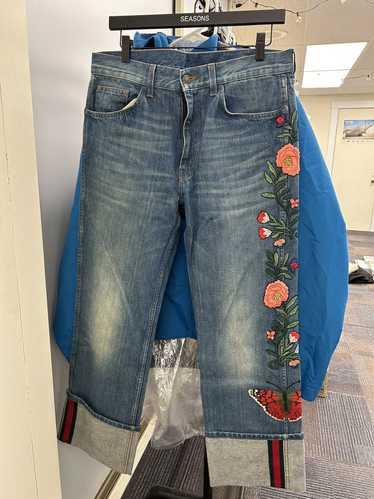 Gucci Gucci Embroidered Denim Jeans Flowers Butter