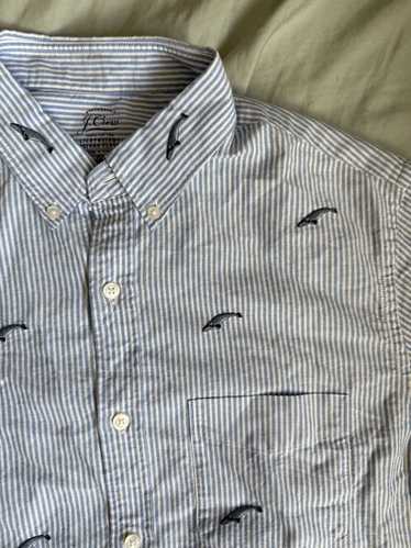 J.Crew J. Crew whale pattern oxford S/S Button Up 