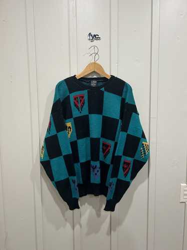 Coloured Cable Knit Sweater × Fox Racing × Vintage